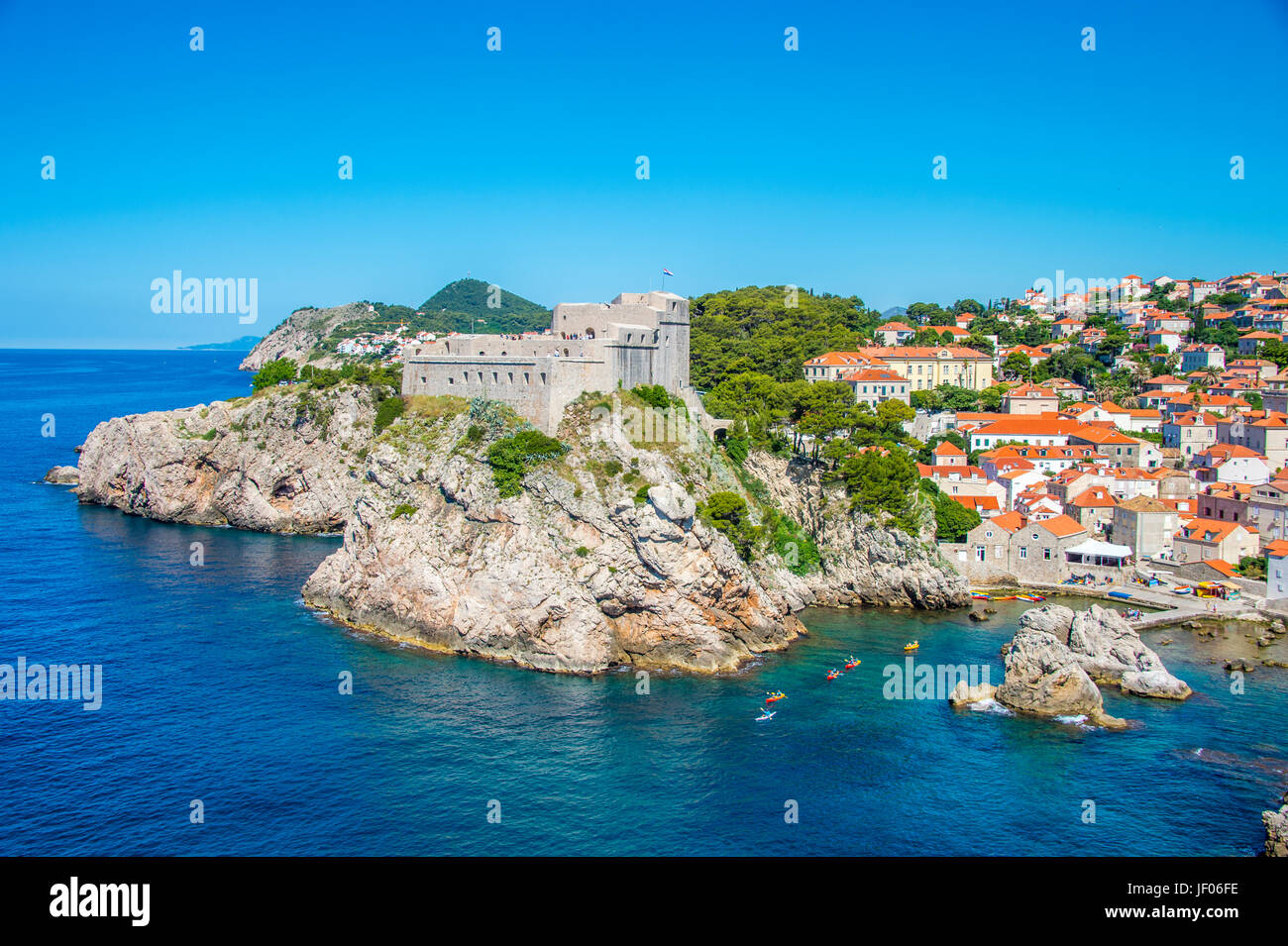 Fort Lovrijenac o la fortezza di San Lorenzo, spesso chiamata "Gibilterra di Dubrovnik", è una fortezza fuori dalle mura occidentali della città di Dubrovnik. Foto Stock
