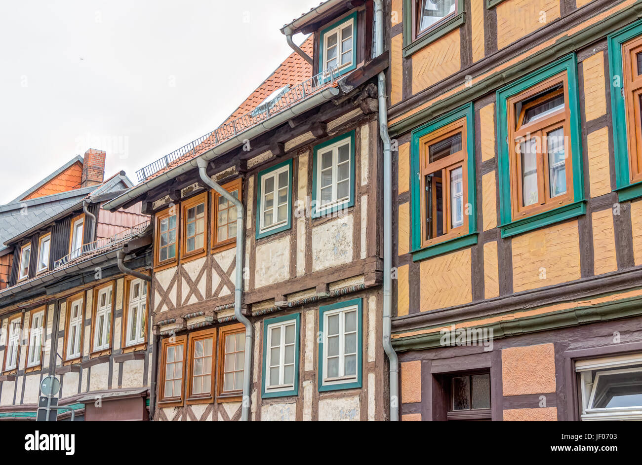 Semi-case con travi di legno a Wernigerode, Germania Foto Stock