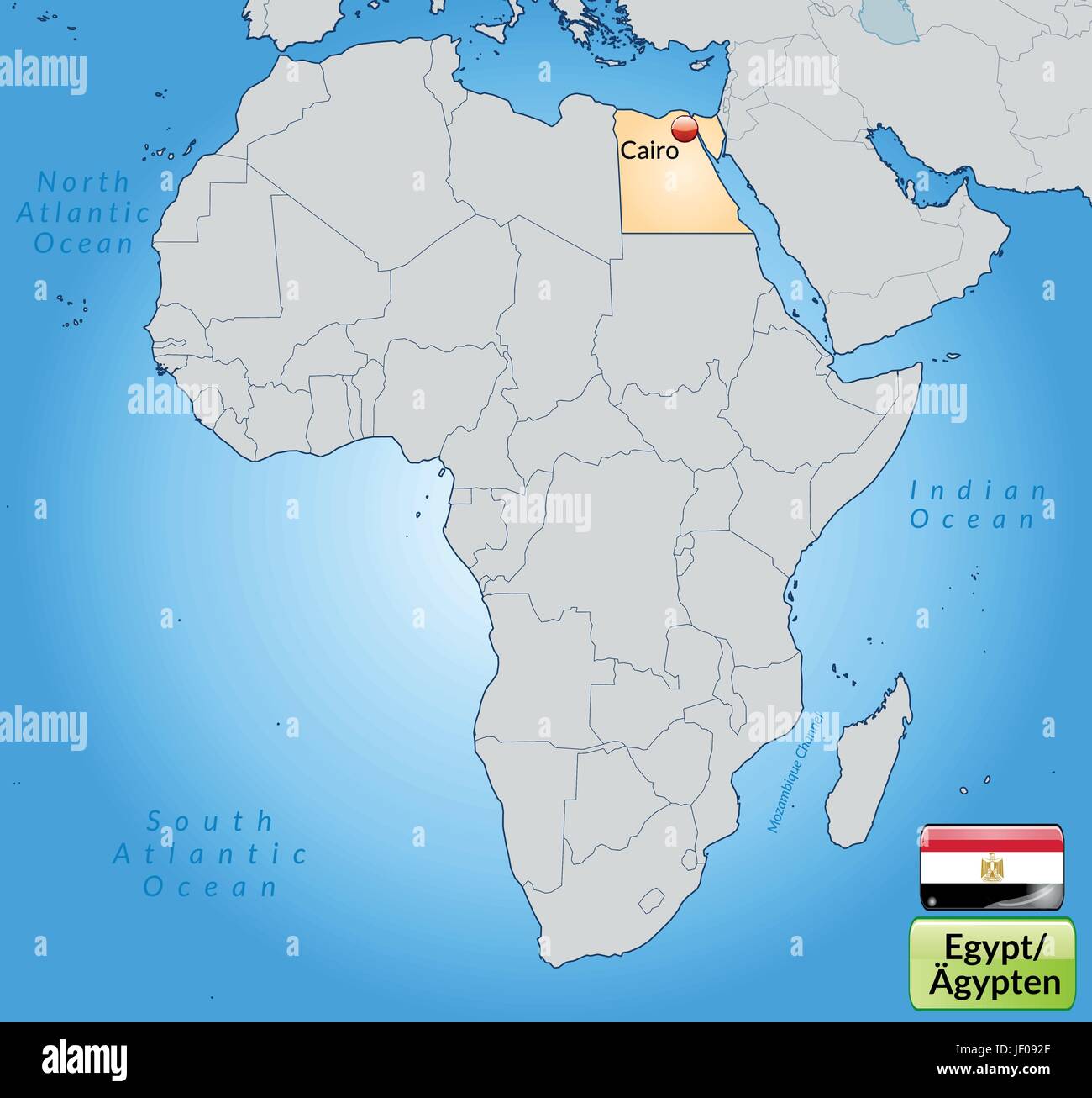 Mappa di Egitto con capitelli in pastelorange Illustrazione Vettoriale