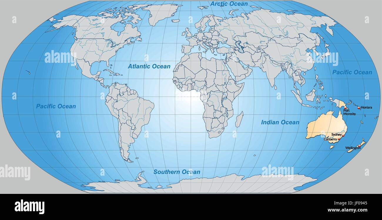 Scheda, Atlas, mappa del mondo, mappa, Australia, scheda Outline, Globe, pianeta, Illustrazione Vettoriale