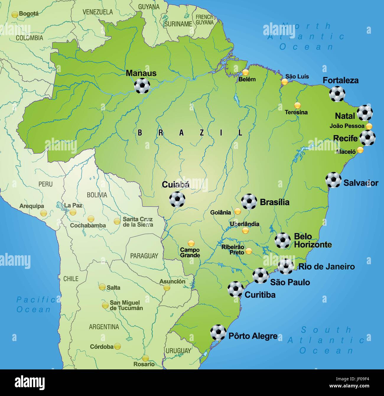 Mappa della tematica del Brasile in verde Immagine e Vettoriale - Alamy