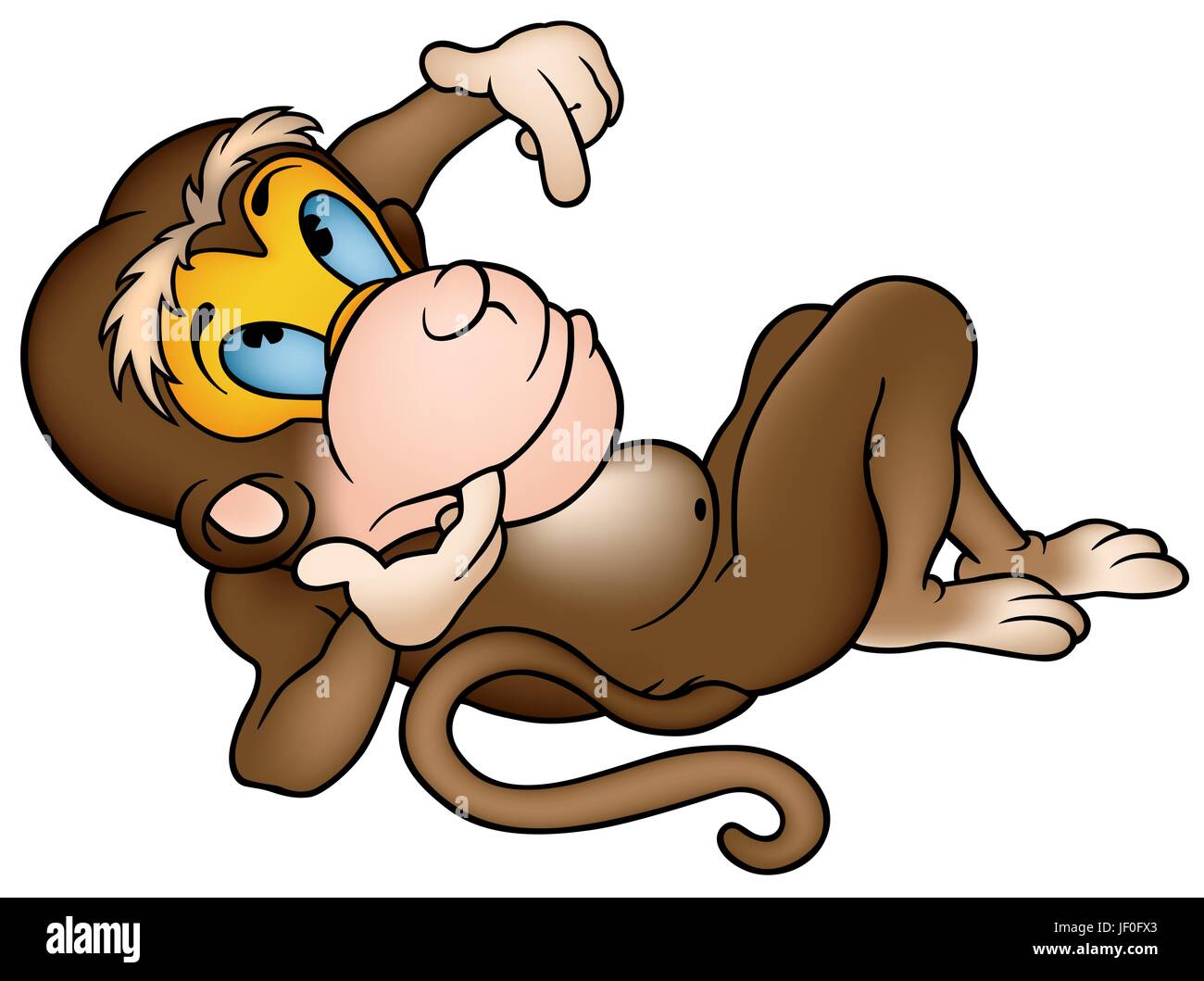 Monkey, cartoon, relax, animale mammifero, scimmia, illustrazione, disegno, Illustrazione Vettoriale