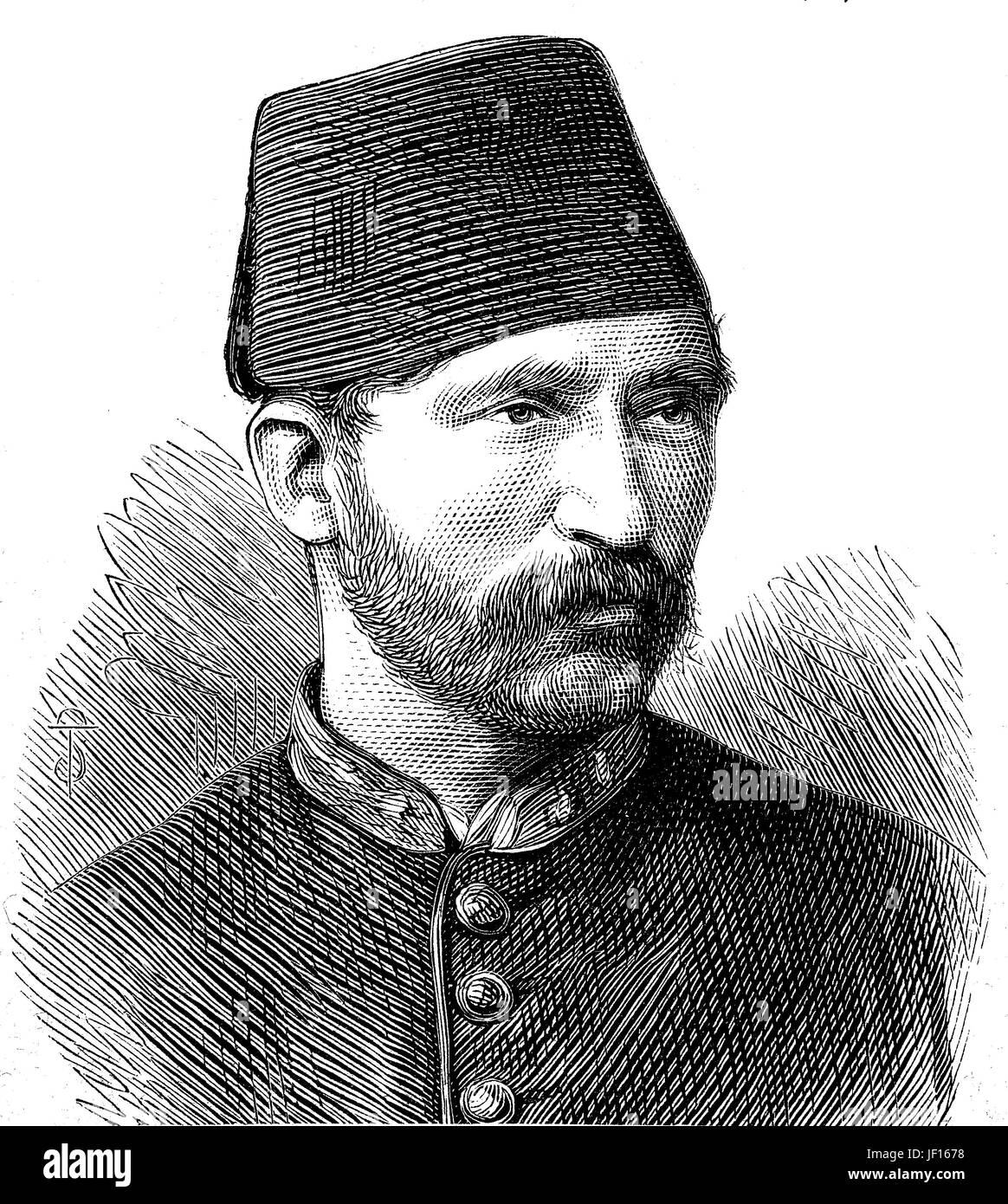 Suleiman Pascha, era un soldato Ottomano, Turchia, della Turchia Esercito del Danubio, Digitale riproduzione migliorata da un originale stampa dal 1888 Foto Stock