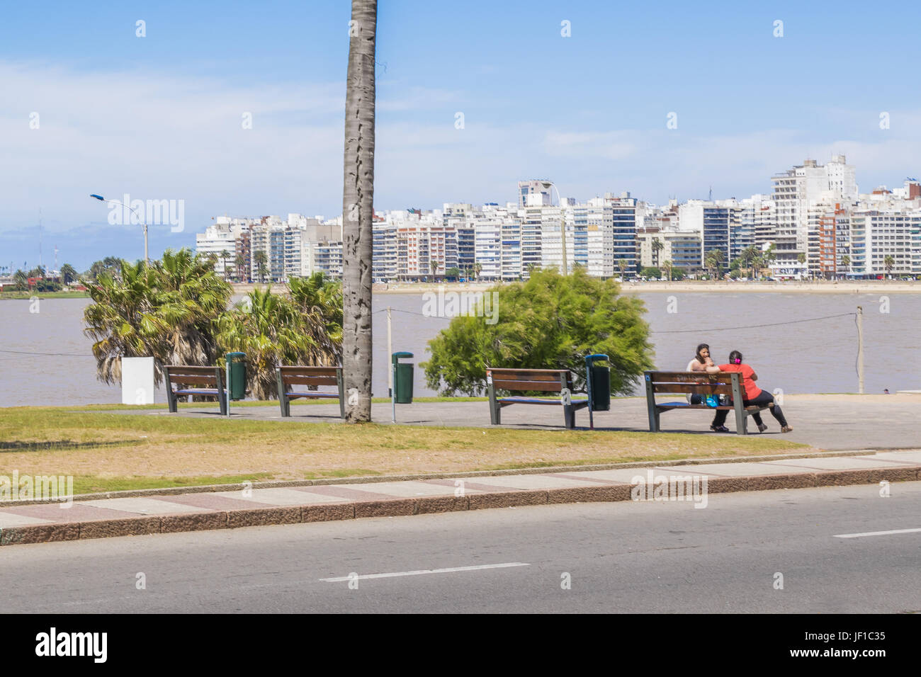 Passeggiata in spiaggia Pocitos Montevideo Uruguay Foto Stock