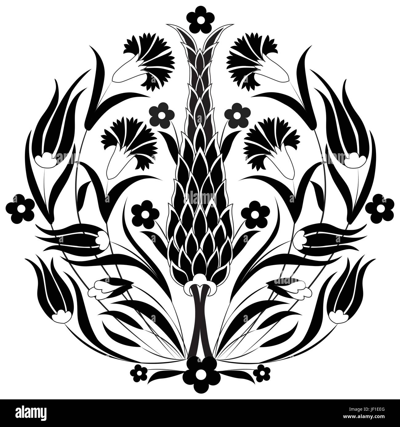 Antique, tradizionale, pattern, Anatolia, orientale, floreali, design, bello, Illustrazione Vettoriale