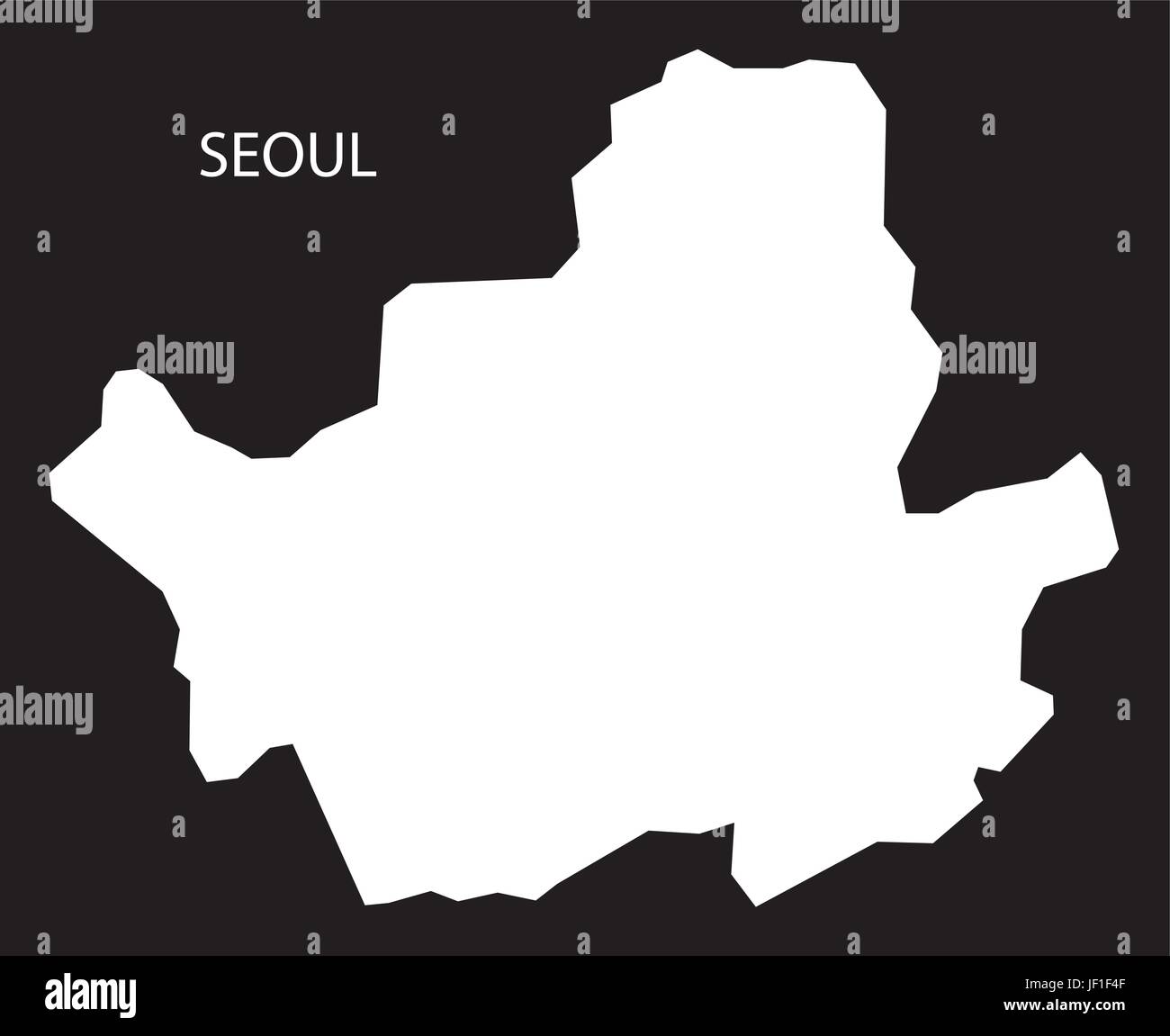 Seoul COREA DEL SUD mappa black invertito illustrazione silhouette Illustrazione Vettoriale