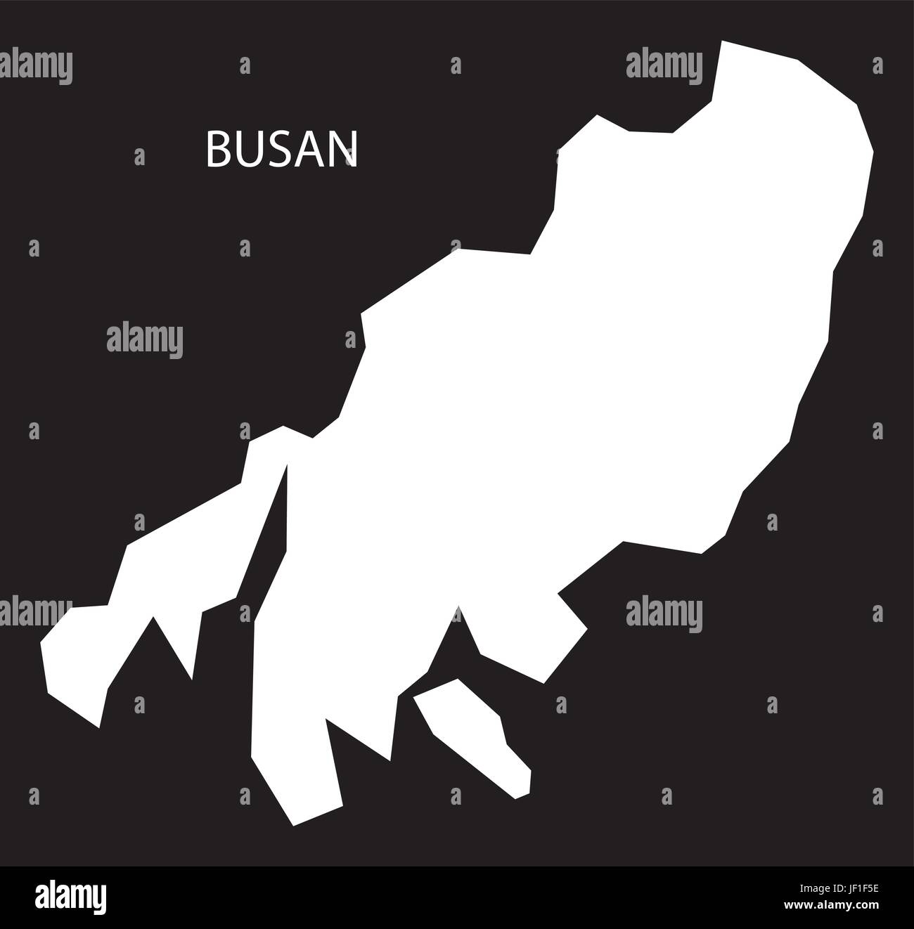 Busan Corea del Sud mappa black invertito illustrazione silhouette Illustrazione Vettoriale