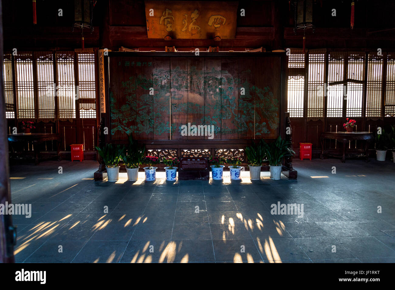 Sala delle quattro meriti di buon auspicio, Pan di gate o di Panmen Scenic Area, Suzhou, provincia dello Jiangsu, Cina Foto Stock