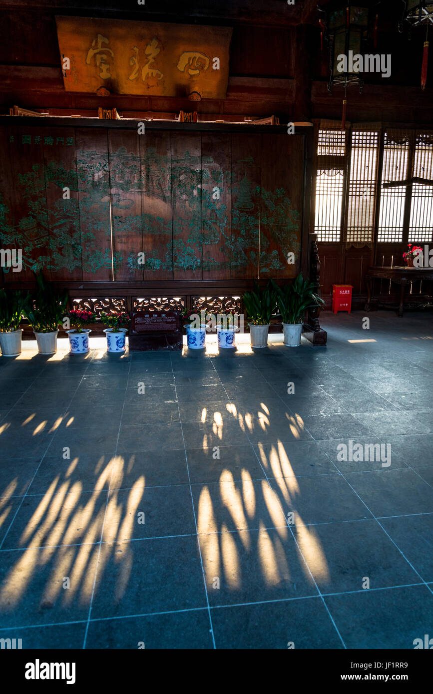 Sala delle quattro meriti di buon auspicio, Pan di gate o di Panmen Scenic Area, Suzhou, provincia dello Jiangsu, Cina Foto Stock