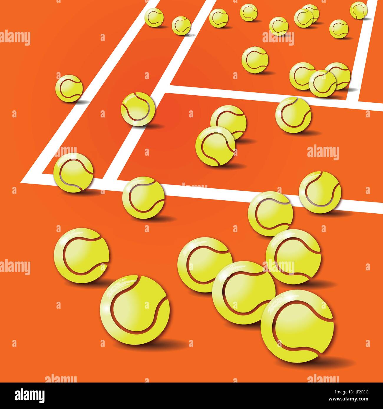 Palle da tennis, i campi da tennis e campo da tennis Illustrazione Vettoriale