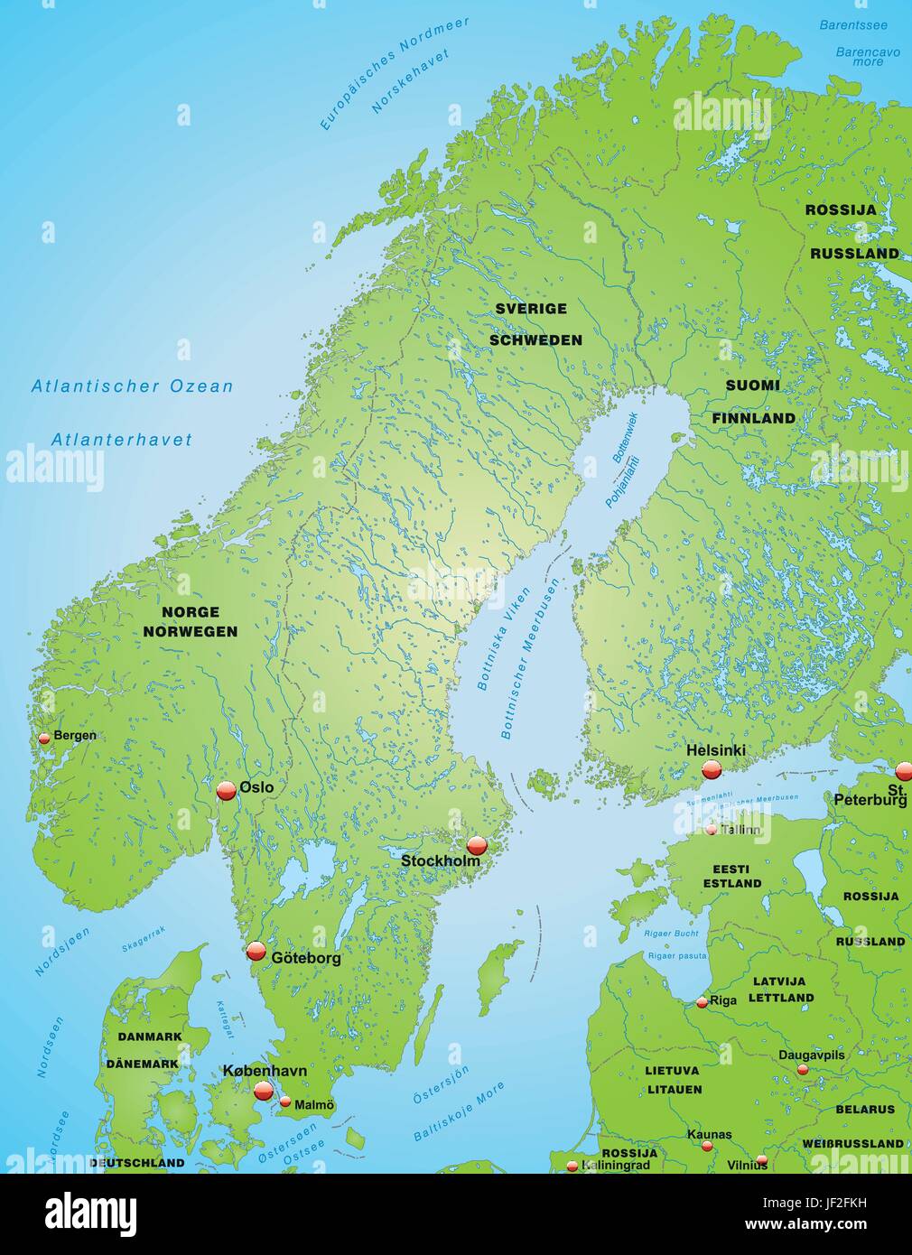 Mappa della Scandinavia Illustrazione Vettoriale
