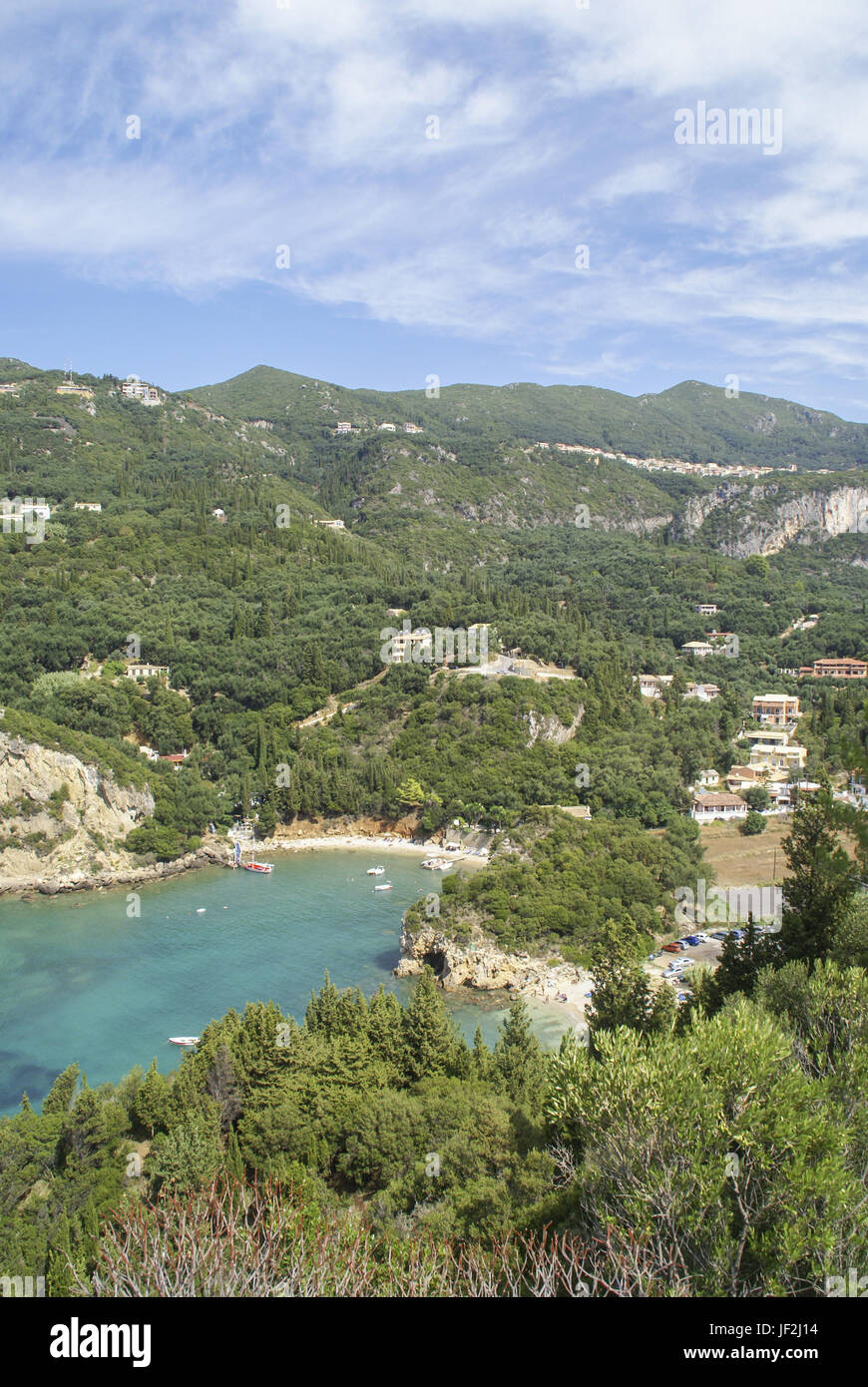 La costa vicino a Paleokastritsa, Korfu, Grecia Foto Stock