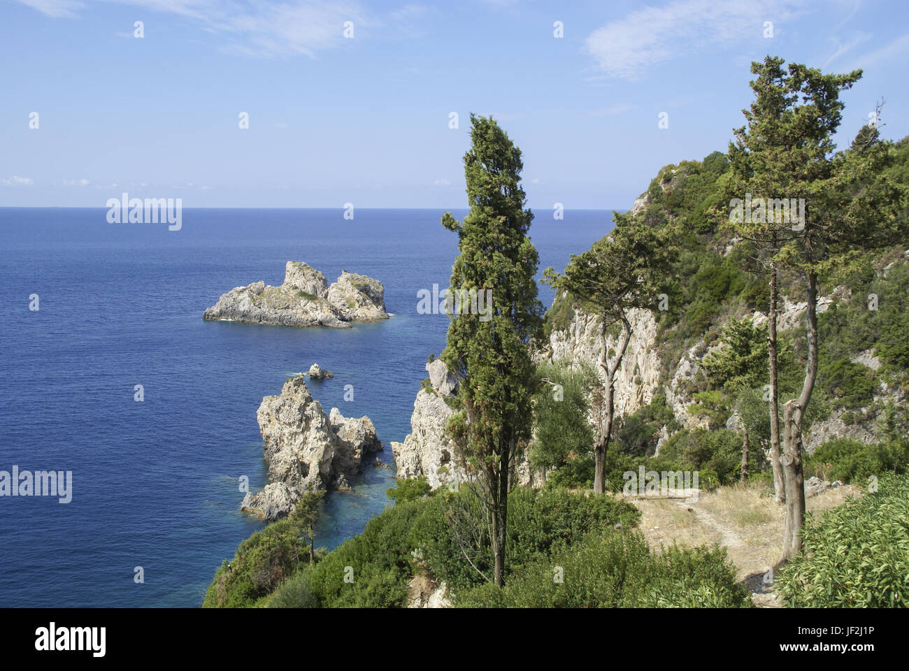 La costa vicino a Paleokastritsa, Korfu, Grecia Foto Stock