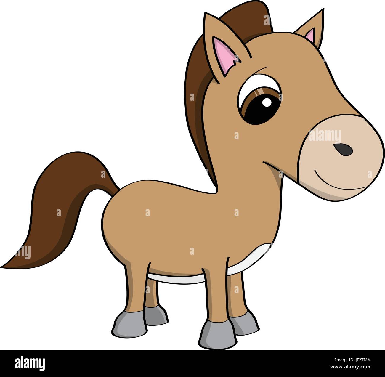 Cavallo, piccolo, minuscolo, poco, breve, pony, cub, baby, divertente, cartoon, adorabile, Illustrazione Vettoriale