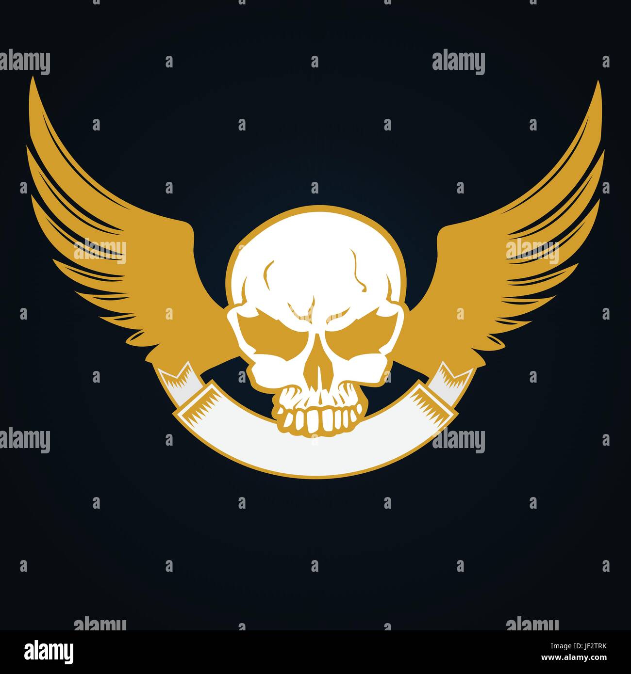 Emblema, cranio, raving, furiosa, arrabbiato, irately, ali, tatuaggio, timbro tatoo, Illustrazione Vettoriale