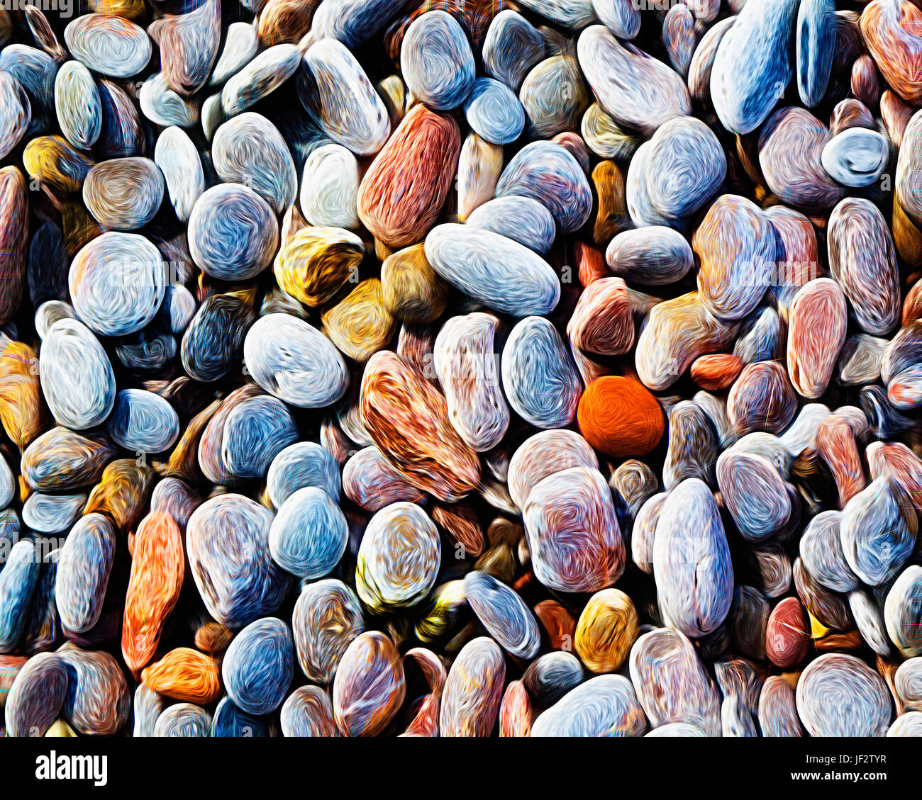 Arte digitale: ciottoli su una spiaggia Foto Stock