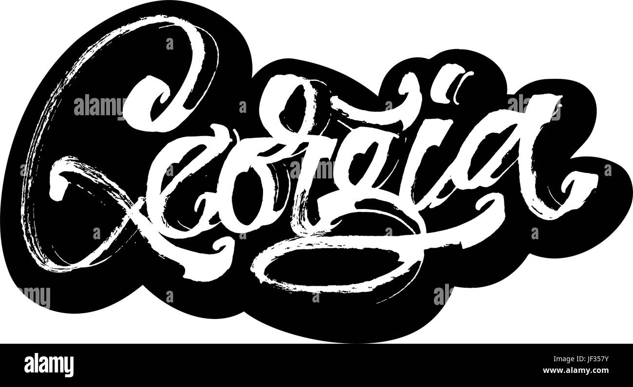 La Georgia. Adesivo. La calligrafia moderna scritte a mano per stampa serigrafica Illustrazione Vettoriale