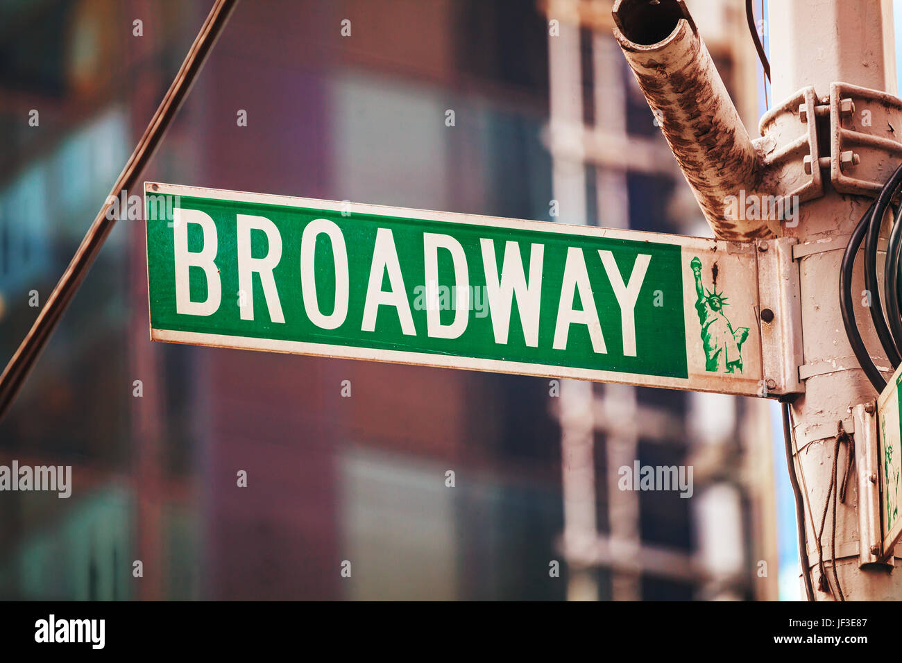 Cartello Stradale Americano – Broadway New York – Targa 52x11 Cm In Alluminio Composito Con Fori, Resistente UV
