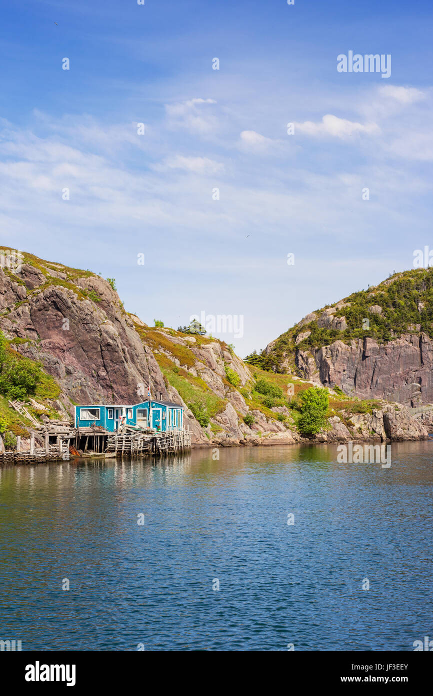 Cabina di pesca a Quidi Vidi porto di St John's Newfoundland, Canada. Foto Stock