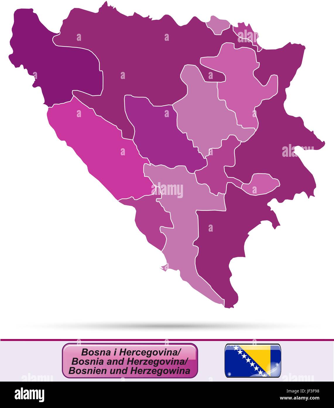Mappa di Bosnia ed Erzegovina Illustrazione Vettoriale