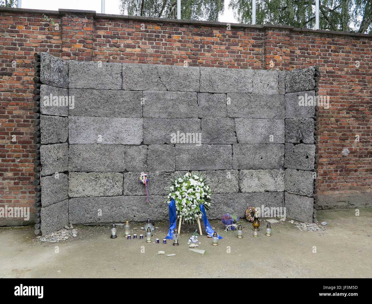 Morte a parete Auschwitz Foto Stock