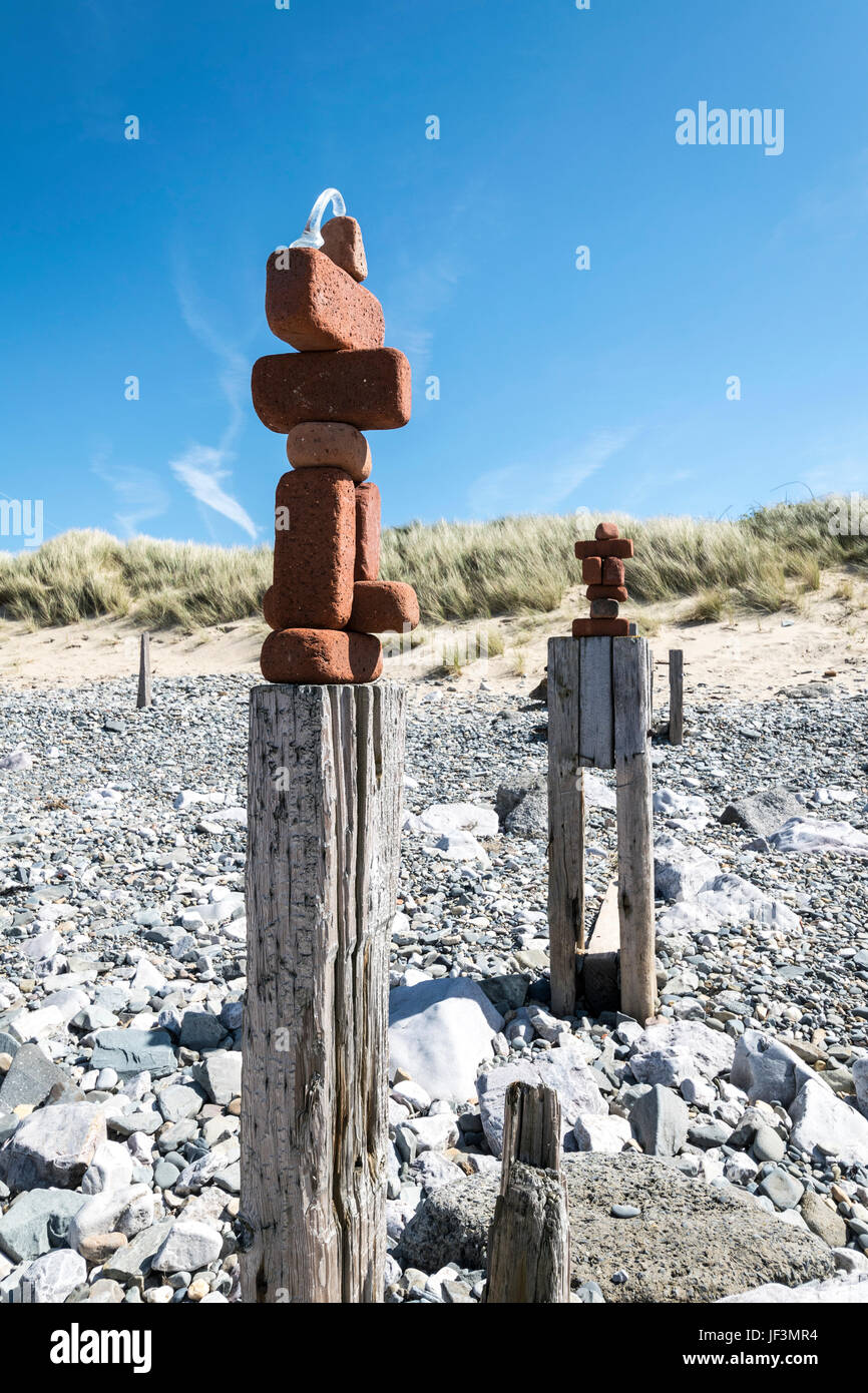 Conwy Morfa spiaggia arte di mattoni Foto Stock