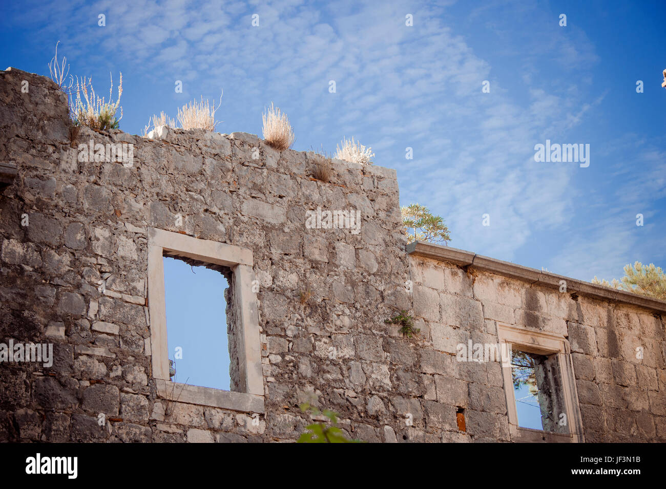 Vecchio edificio in pietra a Korcula Città Vecchia, Croazia Foto Stock