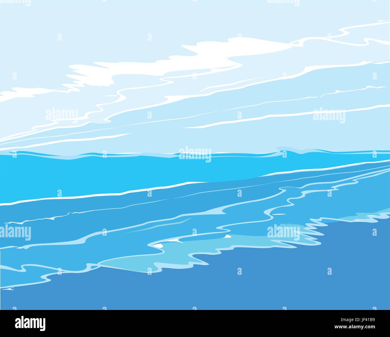 Blu, viaggi, acque, orizzonte, vacanza, vacanze, vacanze, turismo, Illustrazione Vettoriale