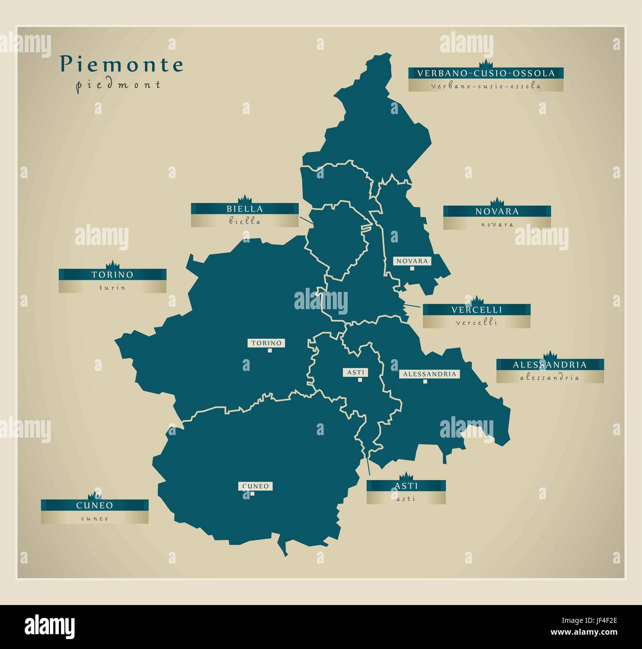 Mappa moderno - Piemonte it Illustrazione Vettoriale
