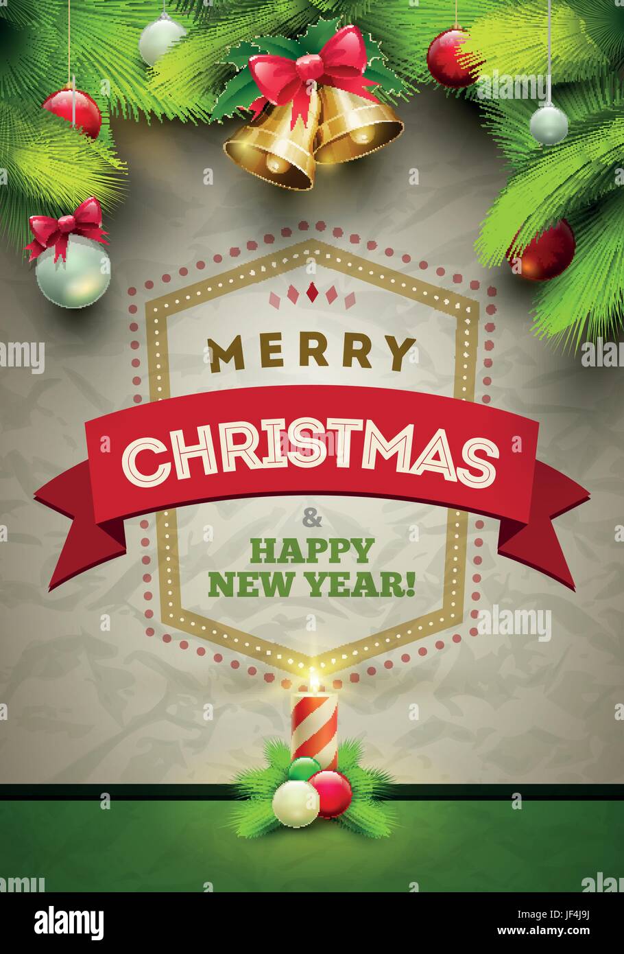 Saluto, oggetto, vacanze, albero a sfere, inverno, verde, marrone, marrone, Illustrazione Vettoriale