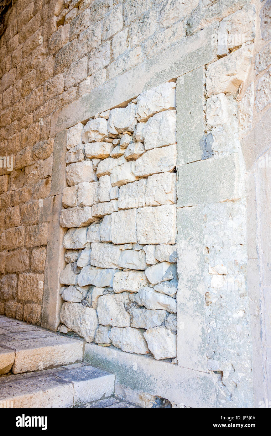 Mura a Korcula in Croazia Foto Stock
