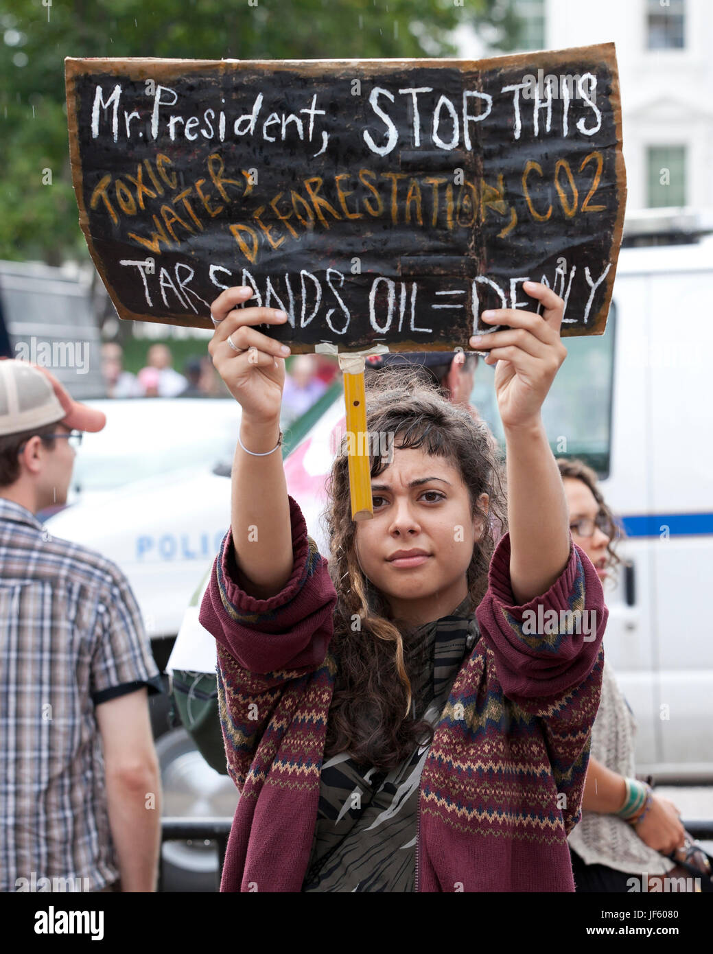 03 settembre 2011: gli ambientalisti che protestavano Keystone XL pipeline (tar sands, protesta ambientale) - Washington DC, Stati Uniti d'America Foto Stock