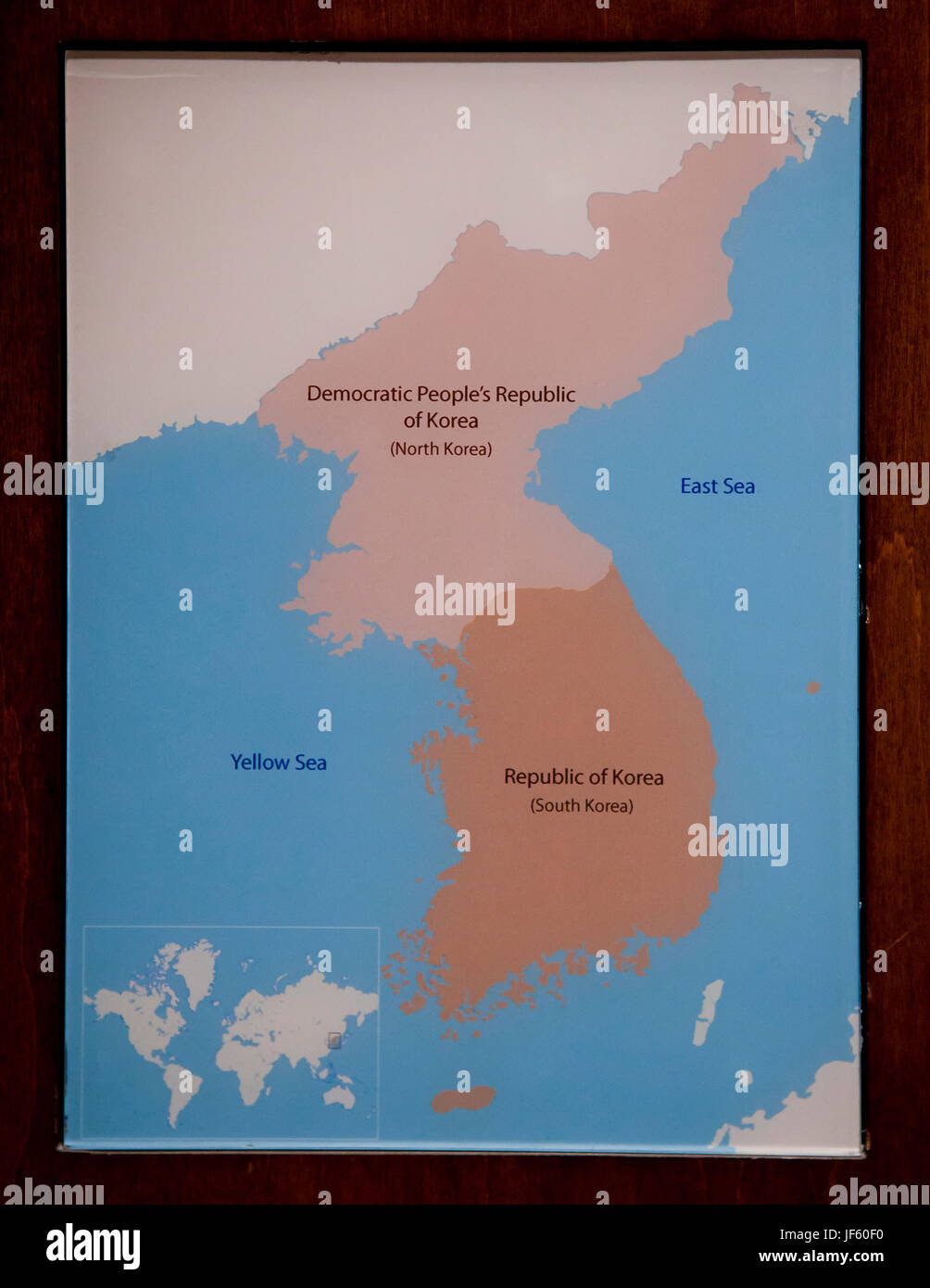 Mappa semplice della penisola di Corea (Corea del Nord e Corea del Sud) Foto Stock