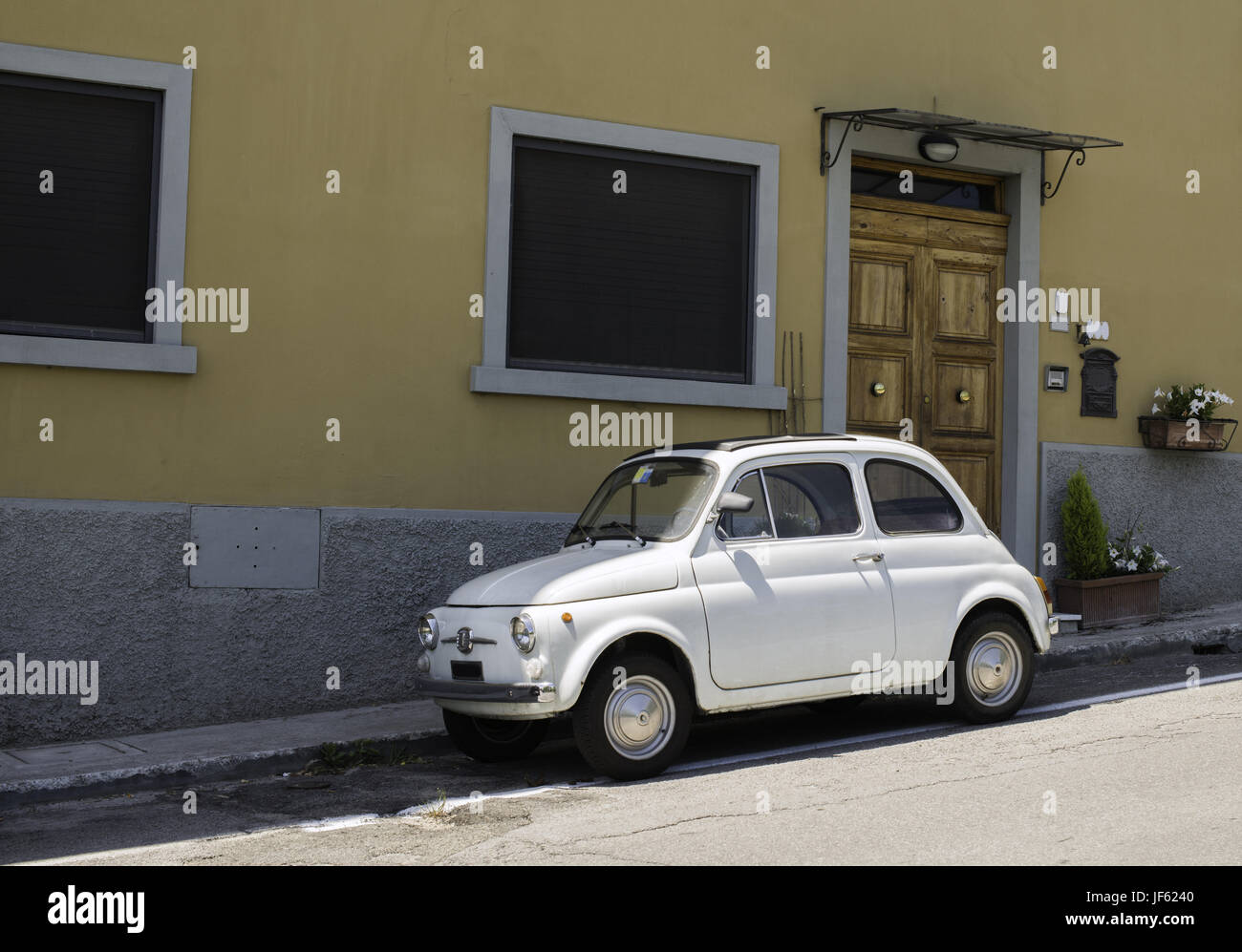 Bianco vintage piccola Fiat Abarth Foto Stock