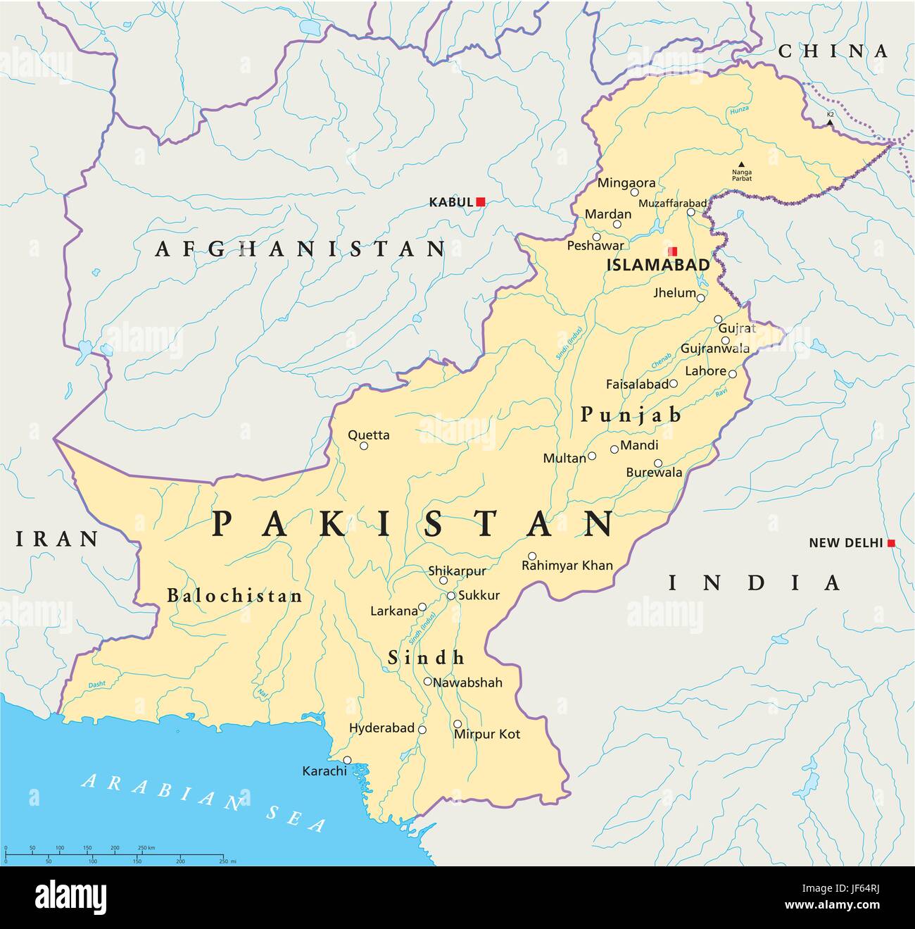 Il pakistan, mappa, Atlas, mappa del mondo, viaggi, deserto wasteland, India, Illustrazione Vettoriale