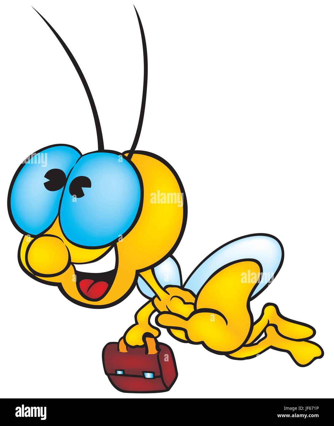 Beetle, valigetta, bug, cartoon, vettore giallo, ridere risate, ridere, twit, Illustrazione Vettoriale