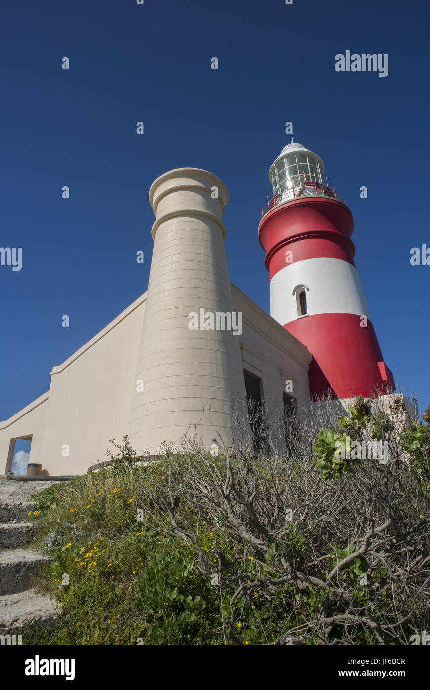 L'Agulhas faro dal lato Foto Stock