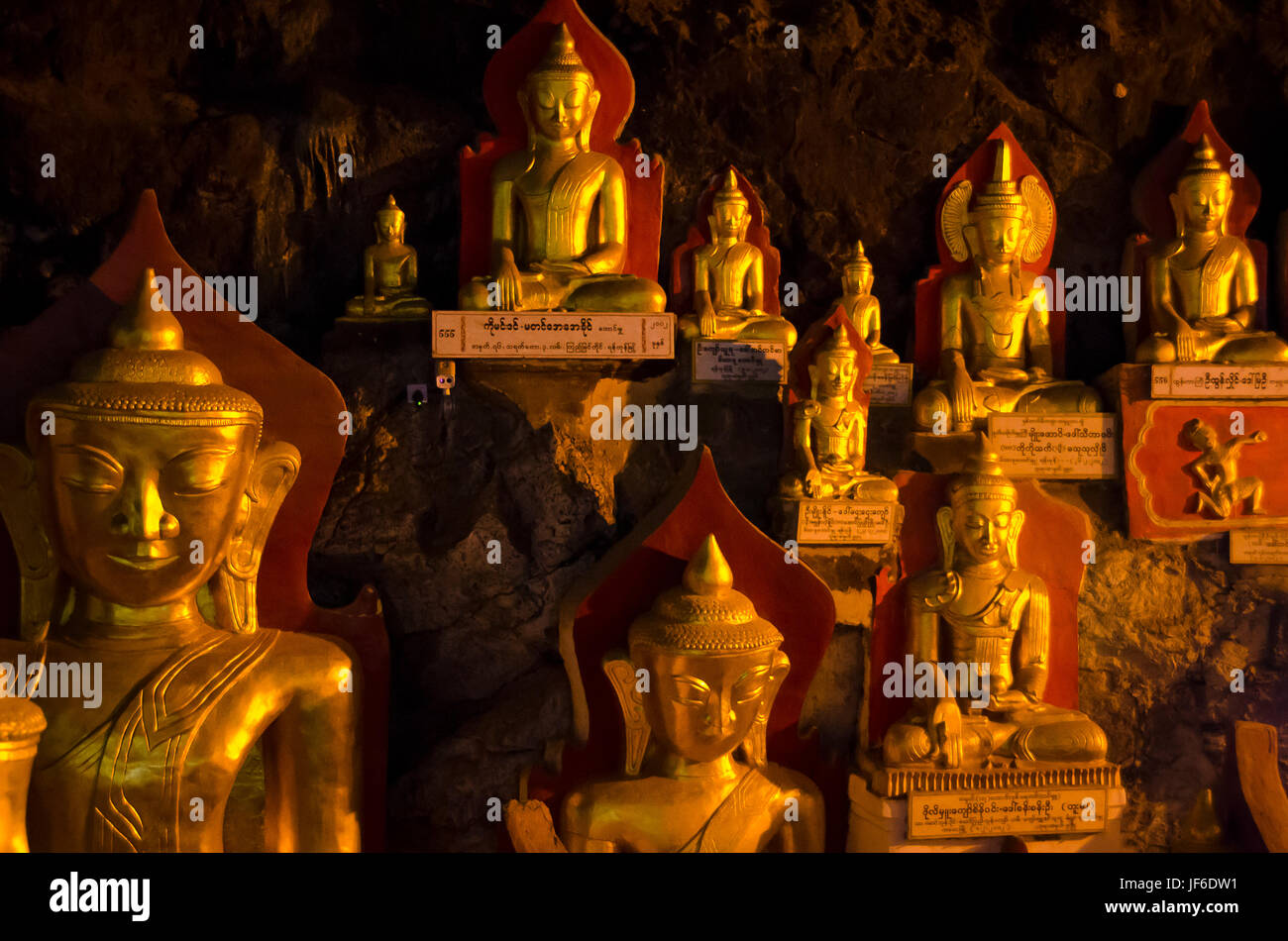Statue di Buddha, immagini, grotte di Pindaya, Myanmar, Foto Stock