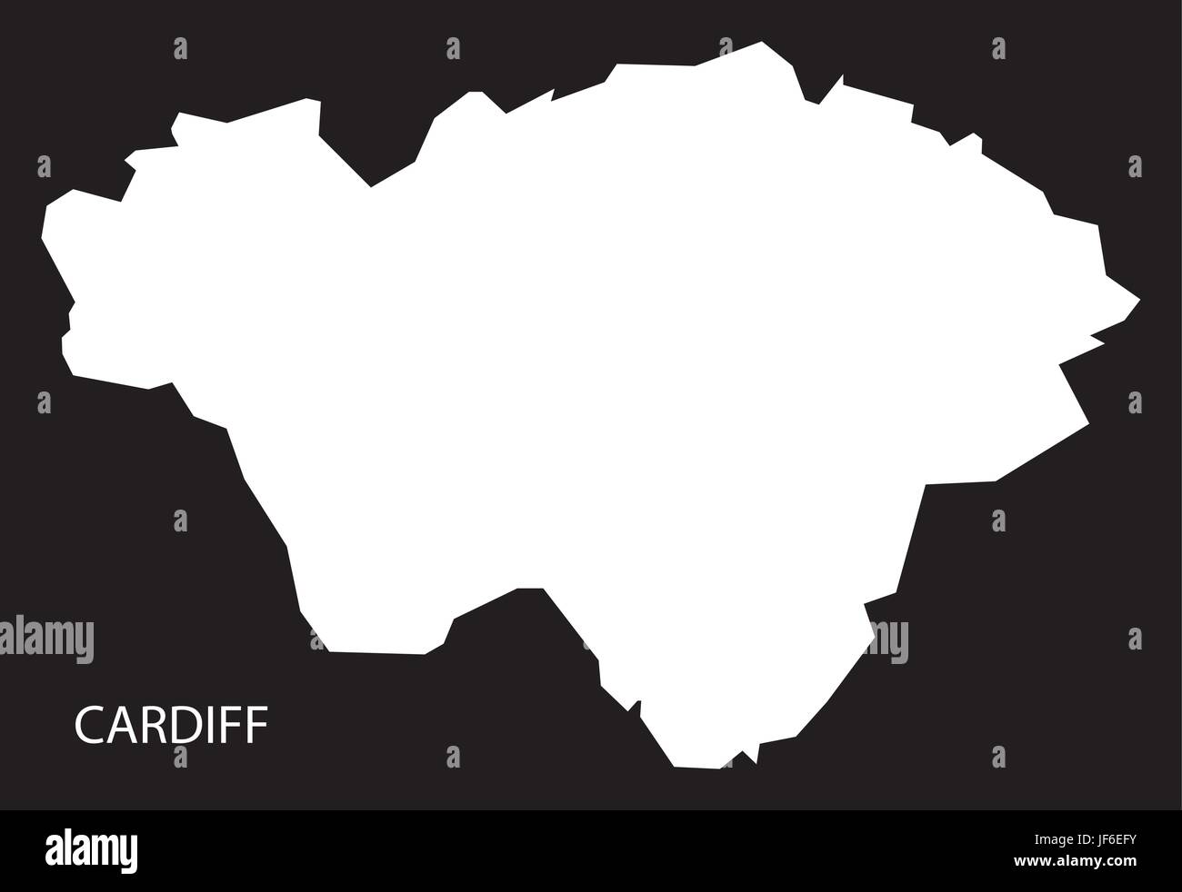 Cardiff Galles mappa black invertito illustrazione silhouette Illustrazione Vettoriale