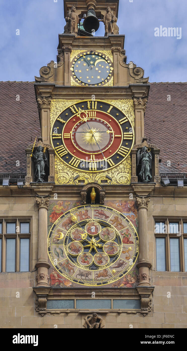 Orologio astronomico a Heilbronn, Germania Foto Stock