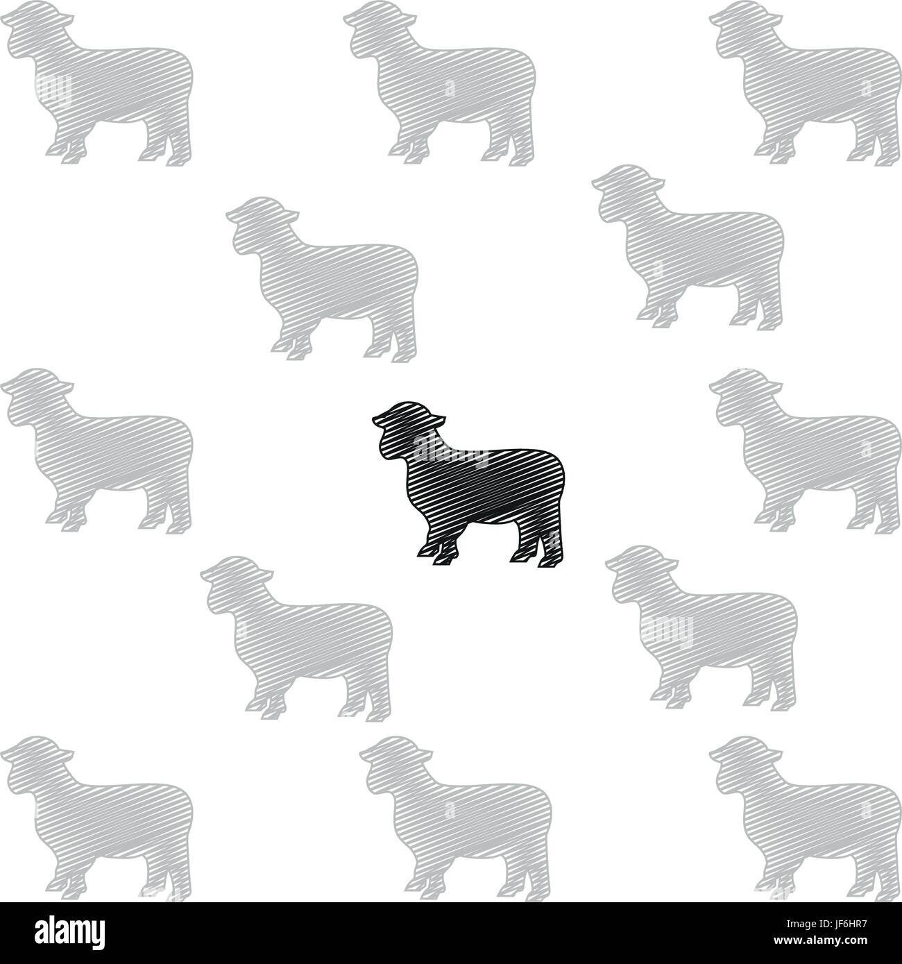 Pecore, allevamento, individuale, outsider, aspettative familiy, famiglia, queer, Illustrazione Vettoriale