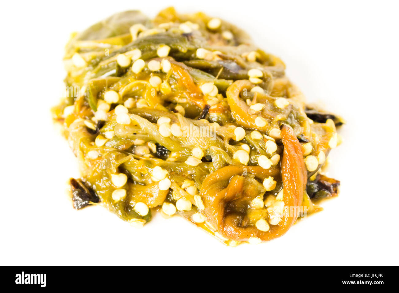 Closeup Thai Chilli Incolla su sfondo bianco. Foto Stock