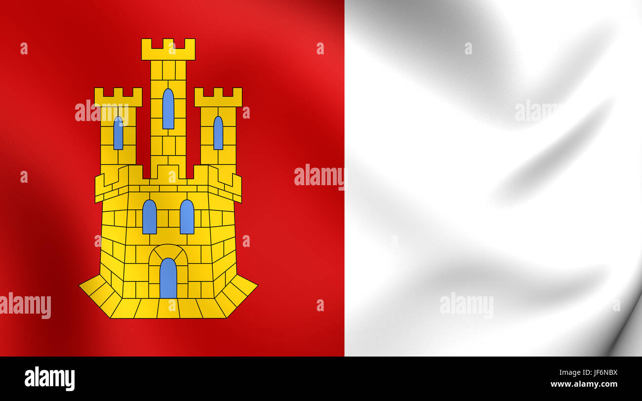 Bandiera della comunità autonoma di Castiglia - La Mancha, in Spagna. Foto Stock