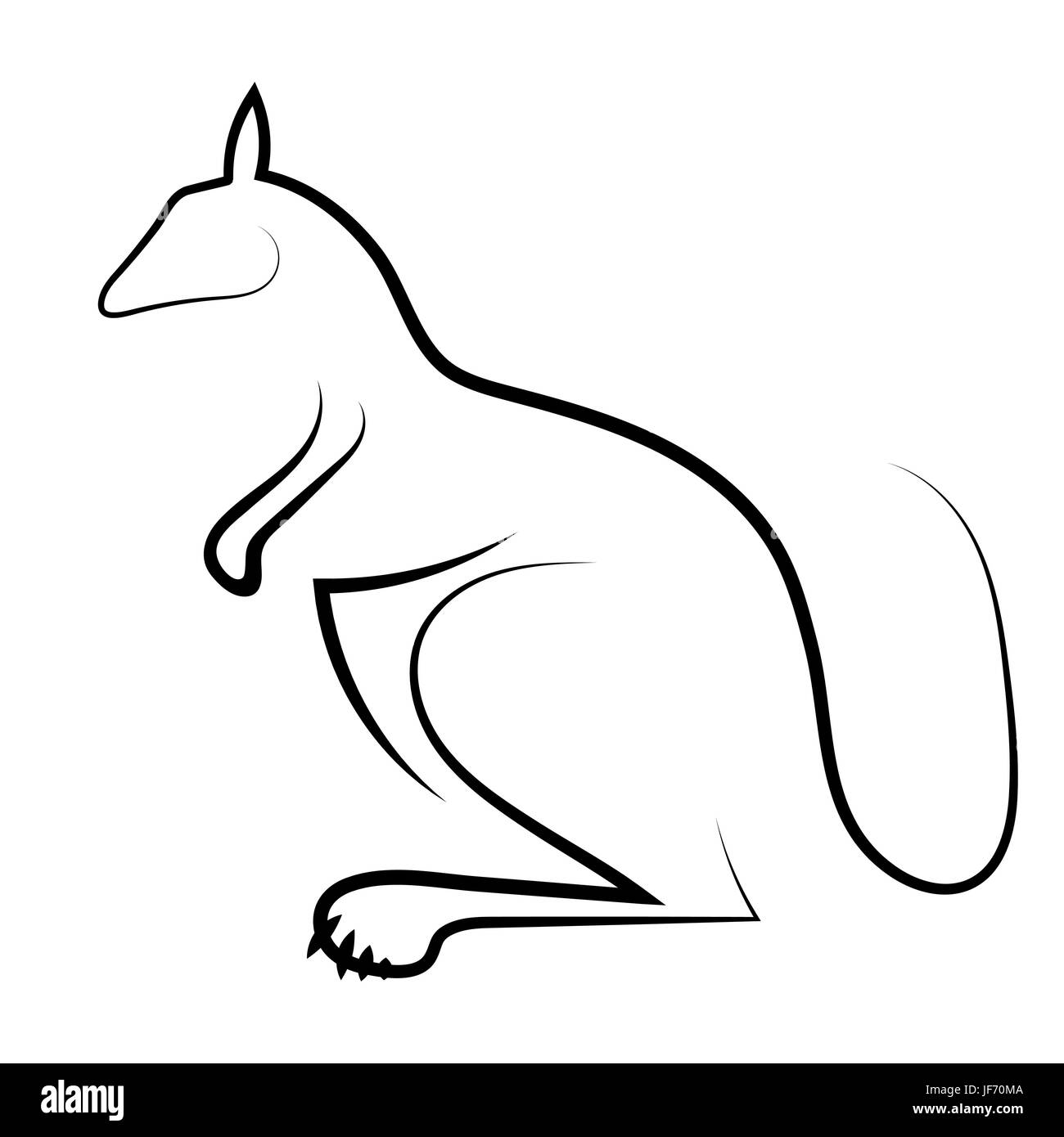 Icona di canguro isolati su sfondo bianco. Simbolo stilizzato animali Australiani Immagine e Vettoriale