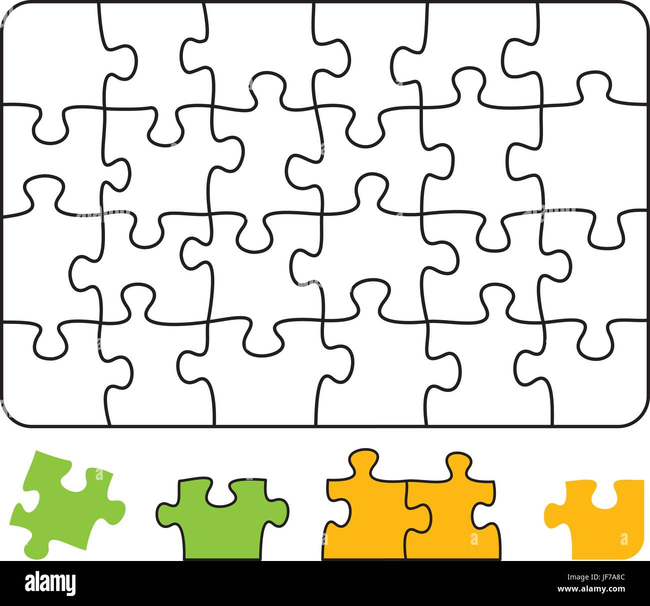 Puzzle jigsaw, puzzle, rettangolo, rivestimenti in piastrelle, installatore, strategia, singolo Illustrazione Vettoriale