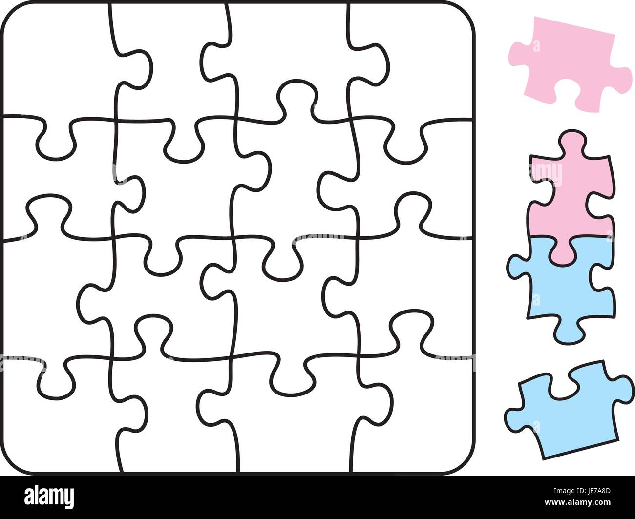 Square, puzzle jigsaw, puzzle, seamless, Interlocked, rivestimenti in piastrelle, installatore, Illustrazione Vettoriale