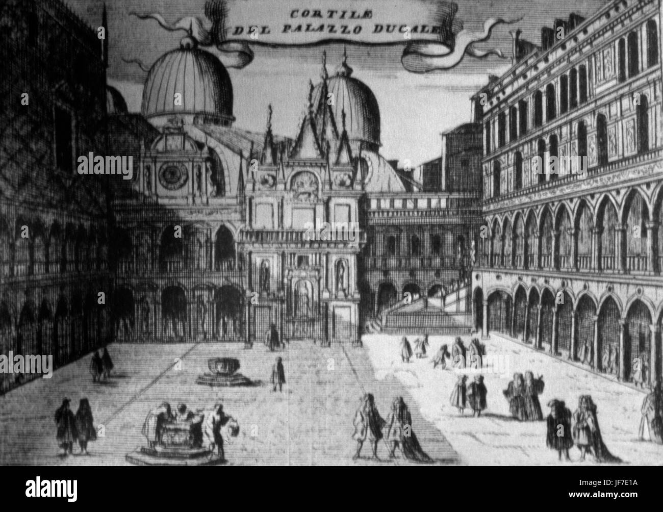 Il Palazzo del Doge di Venezia. Cortile del Palazzo del Doge,al momento di Vivaldi, Albinoni, Galuppi, Caldara. Foto Stock