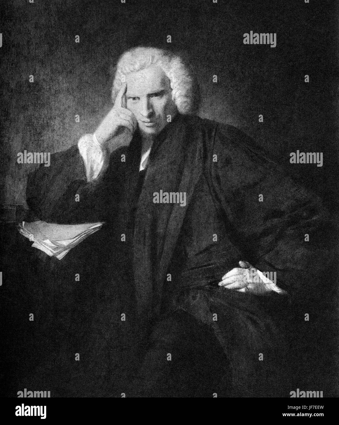 Laurence Sterne - romanziere inglese e un ecclesiastico anglicano: 24 Novembre 1713 - 18 Marzo 1768. Dopo il ritratto di Joshua Reynolds. Foto Stock