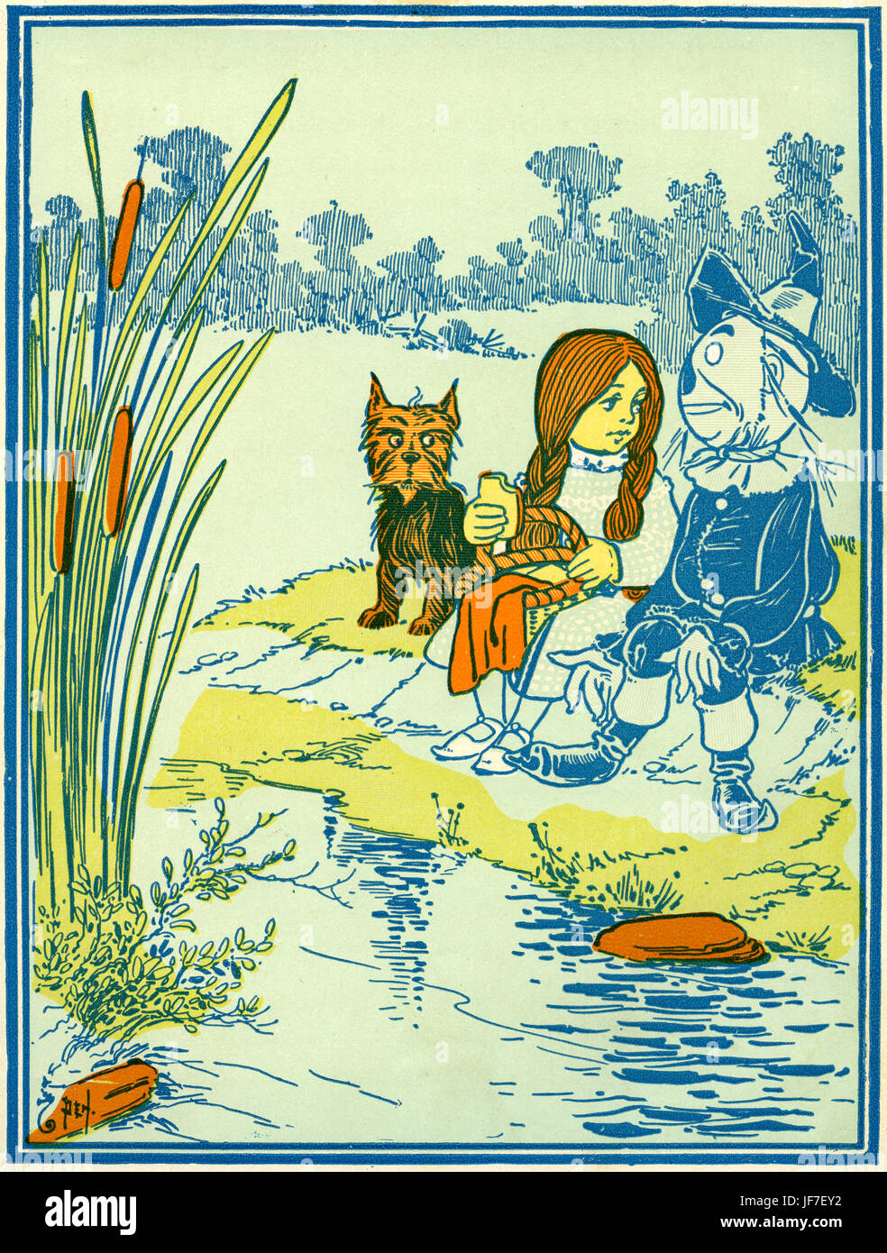 The Wizard of Oz da L. Frank Baum prenota . Illustrazione di W.W. Denslow. Didascalia: " Mi è stato realizzato soltanto ieri,' detto The scarecrow. (Dorothy e Toto) Pubblicato da Bobbs Merryl. Autore americano, 15 maggio 1856 - 6 Maggio 1919 Foto Stock