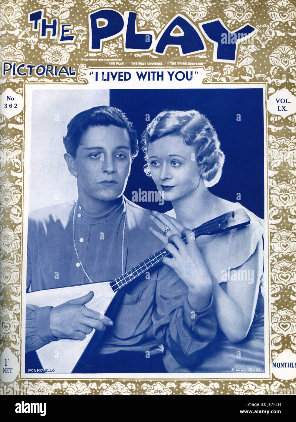 "Ho vissuto con voi" scritta ed eseguita da Ivor Novello giocando la balalaika e Ursula Jeans (1906-1973). Londra productionPrince del Galles's Theatre, 9 maggio 1932. Gioco del coperchio pittorica.Welsh cantante, compositore, attore 15 Gennaio 1893 - 6 Marzo 1951 Foto Stock